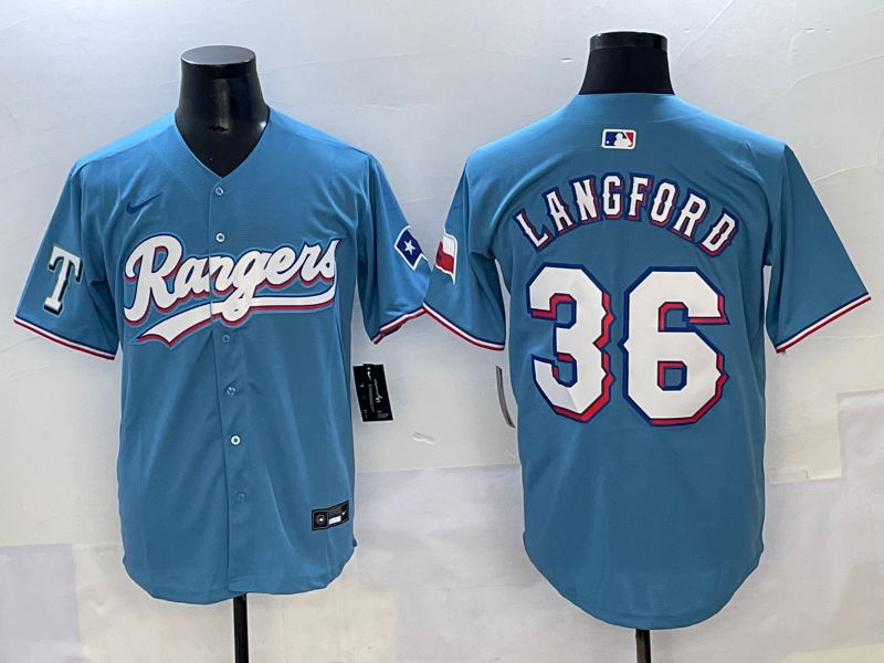 Men 2025 Texas Rangers #36 Langford Light Blue Game Nike MLB Jersey style 6->texas rangers->MLB Jersey